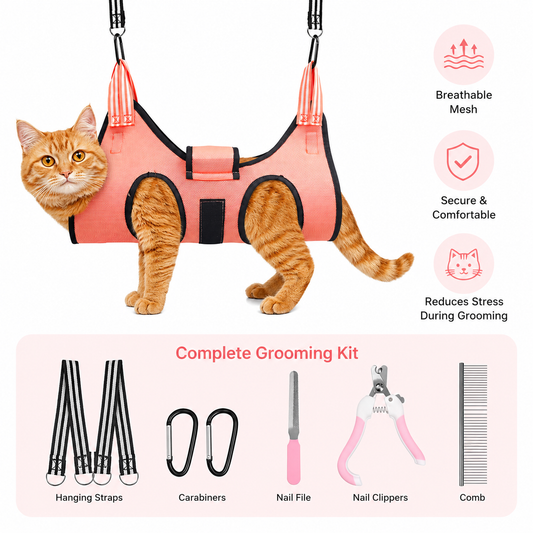 Enhanced Pet Grooming Hammock: Safe & Comfortable
