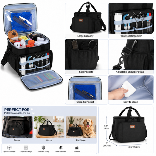 CURMIO Deluxe Pet Grooming Organizer Bag