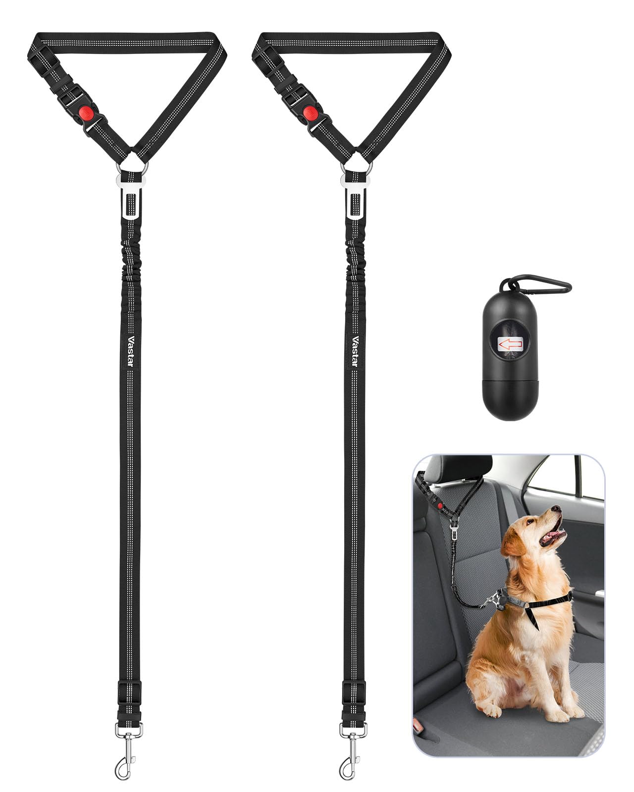 Vastar 3-in-1 Adjustable Dog Car Harness