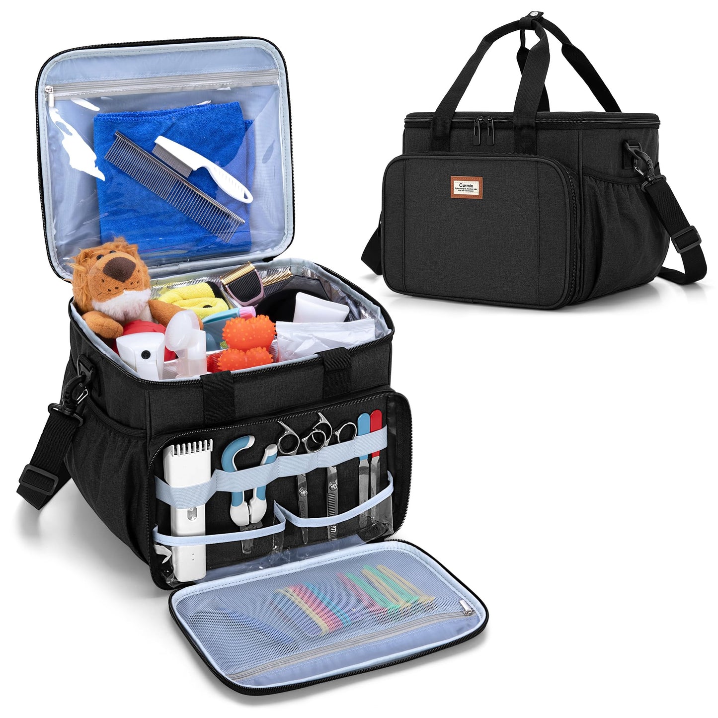 CURMIO Deluxe Pet Grooming Organizer Bag
