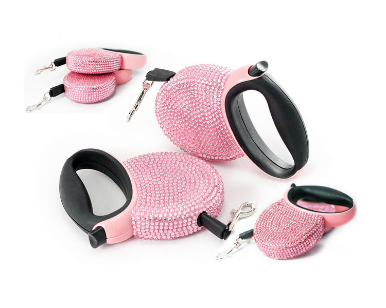 Diamond Studded Automatic Telescopic Pet Traction Belt