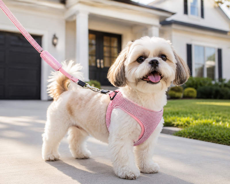 Diamond Studded Automatic Telescopic Pet Traction Belt